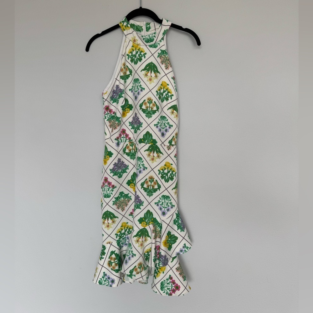 Melonie T Halter Floral Dress with Ruffles at the Hem